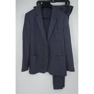 Ami Paris Alexandre Mattiussi 2-Piece Wool Suit Navy Blue Check 50 38R 33x31